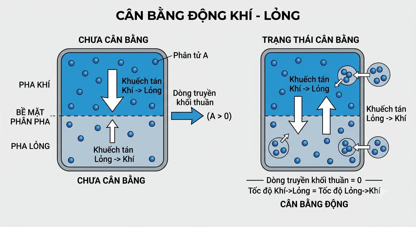Cân bằng động khí – lỏng trong quá trình hấp thụ.