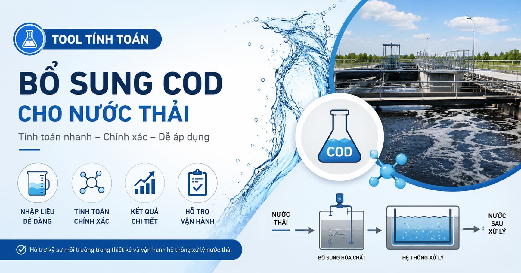 Tính toán bổ sung COD (nguồn carbon) cho nước thải